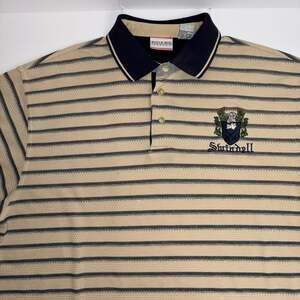 Vintage Bugle Boy Men Company Striped Polo Shirt Swindell Embroidery Size L